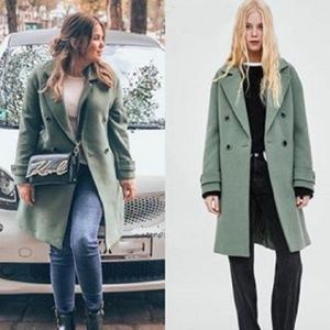 zara mint green coat